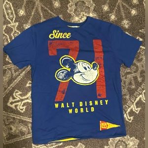 Vintage 1971 Walt Disney World Mickey Mouse Reversible T-Shirt Blue and Yellow